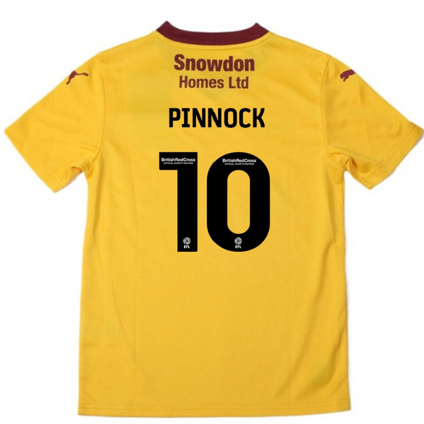 Danxen Kinderen Mitch Pinnock #10 Oranje Bordeauxrood Uitshirt Uittenue 2024/25 T-Shirt