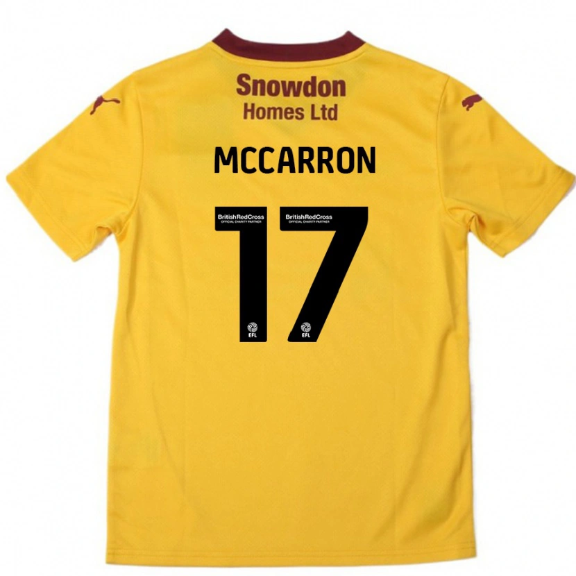 Danxen Kinderen Liam Mccarron #17 Oranje Bordeauxrood Uitshirt Uittenue 2024/25 T-Shirt