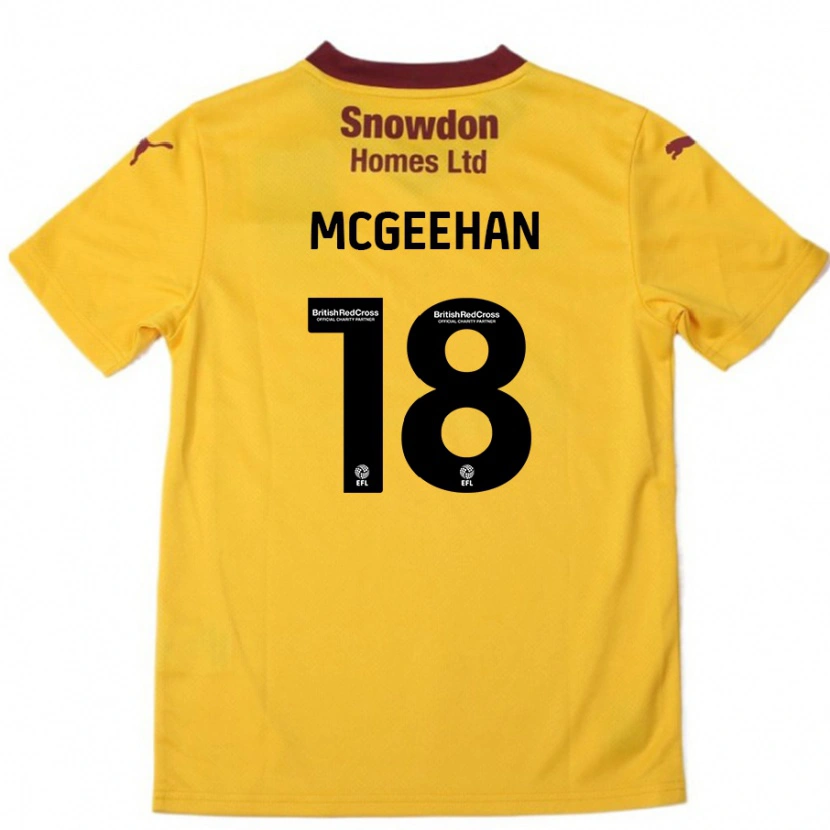 Danxen Kinderen Cameron Mcgeehan #18 Oranje Bordeauxrood Uitshirt Uittenue 2024/25 T-Shirt