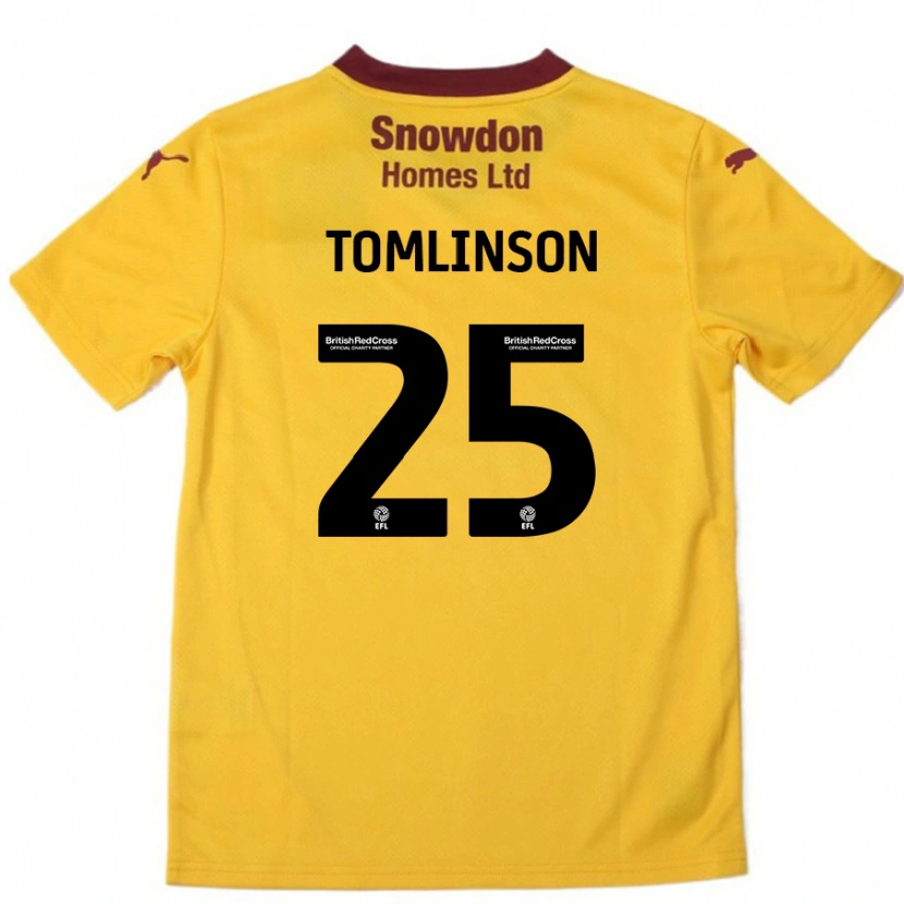 Danxen Kinderen Josh Tomlinson #25 Oranje Bordeauxrood Uitshirt Uittenue 2024/25 T-Shirt