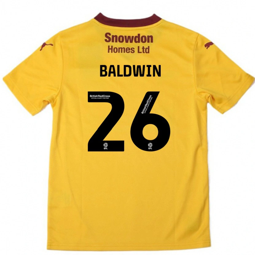 Danxen Kinderen Jack Baldwin #26 Oranje Bordeauxrood Uitshirt Uittenue 2024/25 T-Shirt