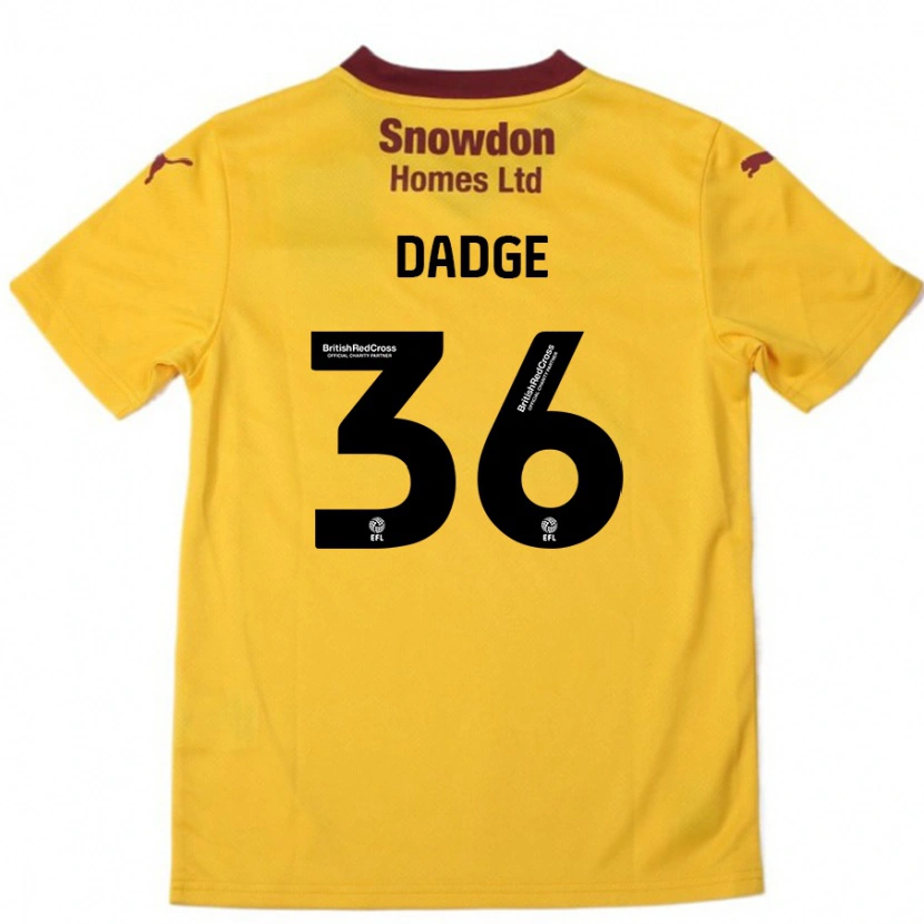 Danxen Kinderen James Dadge #36 Oranje Bordeauxrood Uitshirt Uittenue 2024/25 T-Shirt