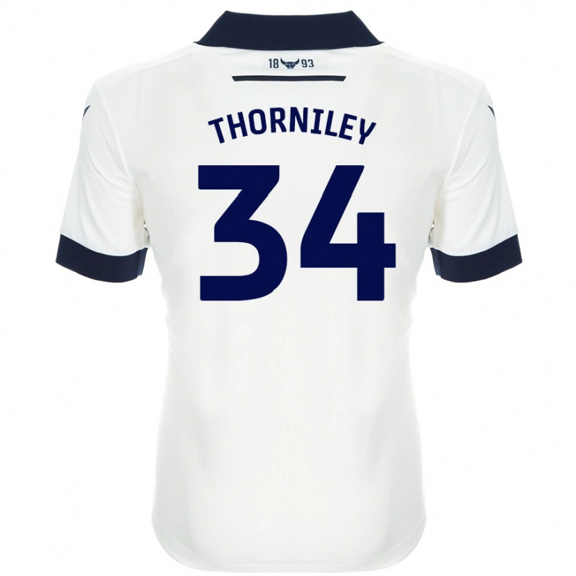 Danxen Kinderen Jordan Thorniley #34 Wit Marineblauw Uitshirt Uittenue 2024/25 T-Shirt