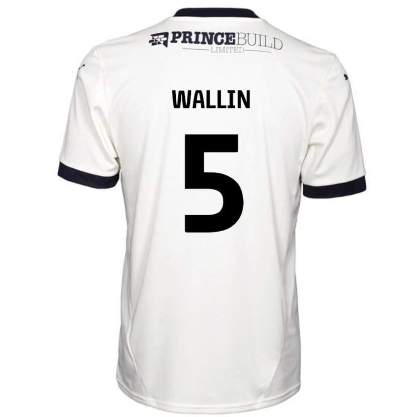 Danxen Kinderen Oscar Wallin #5 Gebroken Wit Zwart Uitshirt Uittenue 2024/25 T-Shirt