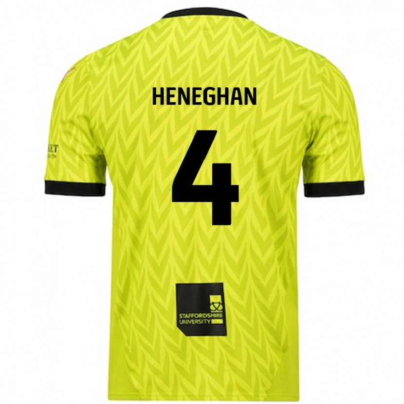 Danxen Kinderen Ben Heneghan #4 Fluorescerend Groen Uitshirt Uittenue 2024/25 T-Shirt