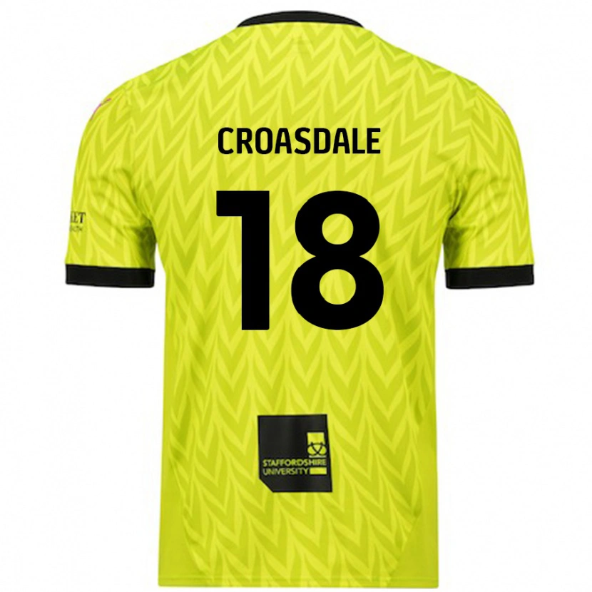 Danxen Kinderen Ryan Croasdale #18 Fluorescerend Groen Uitshirt Uittenue 2024/25 T-Shirt