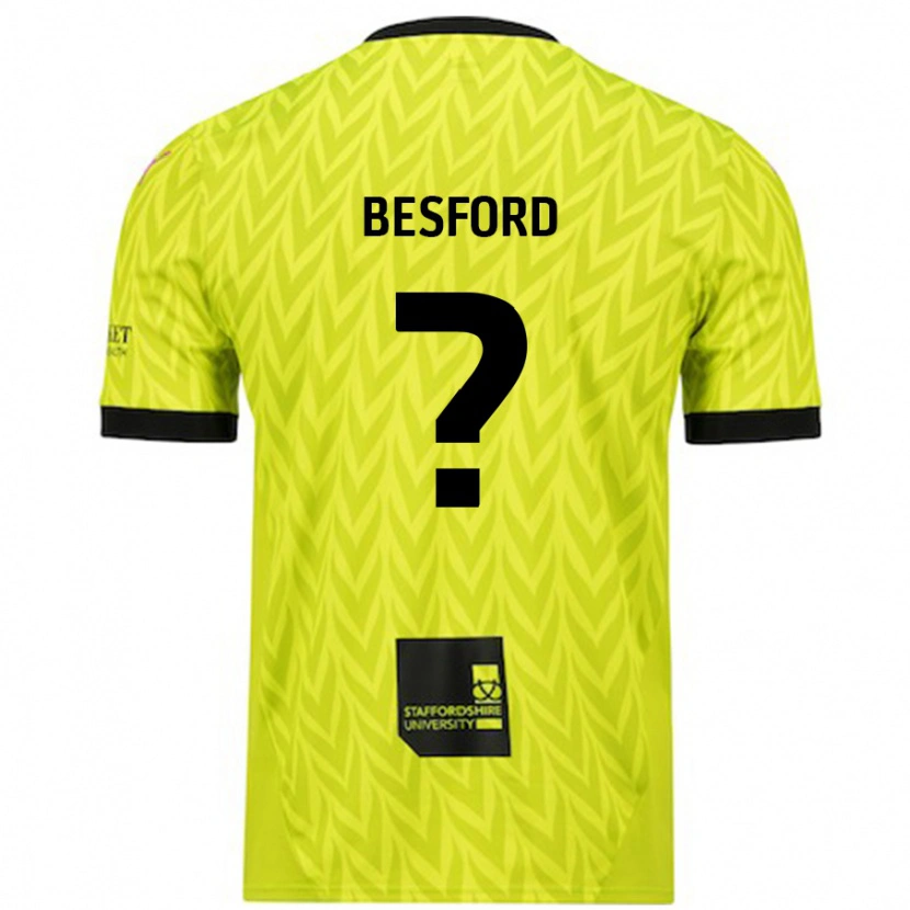 Danxen Kinderen Callum Besford #0 Fluorescerend Groen Uitshirt Uittenue 2024/25 T-Shirt