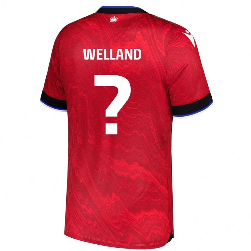 Danxen Kinderen Josh Welland #0 Rood Zwart Uitshirt Uittenue 2024/25 T-Shirt