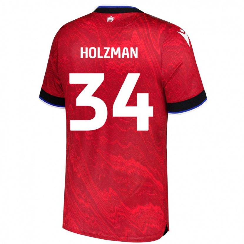 Danxen Kinderen Louie Holzman #34 Rood Zwart Uitshirt Uittenue 2024/25 T-Shirt