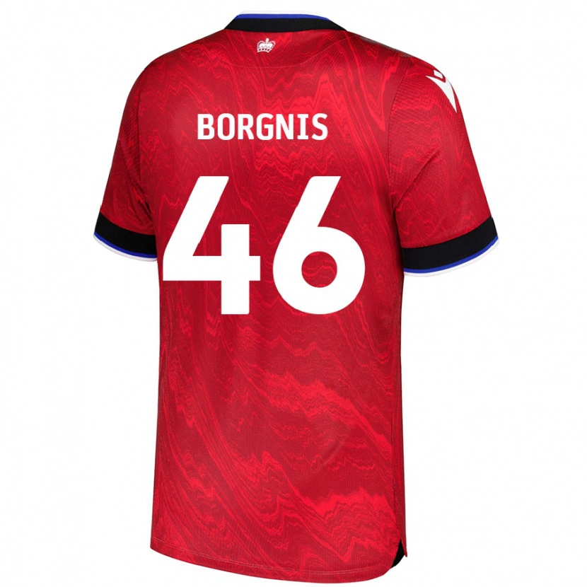 Danxen Kinderen Jacob Borgnis #46 Rood Zwart Uitshirt Uittenue 2024/25 T-Shirt