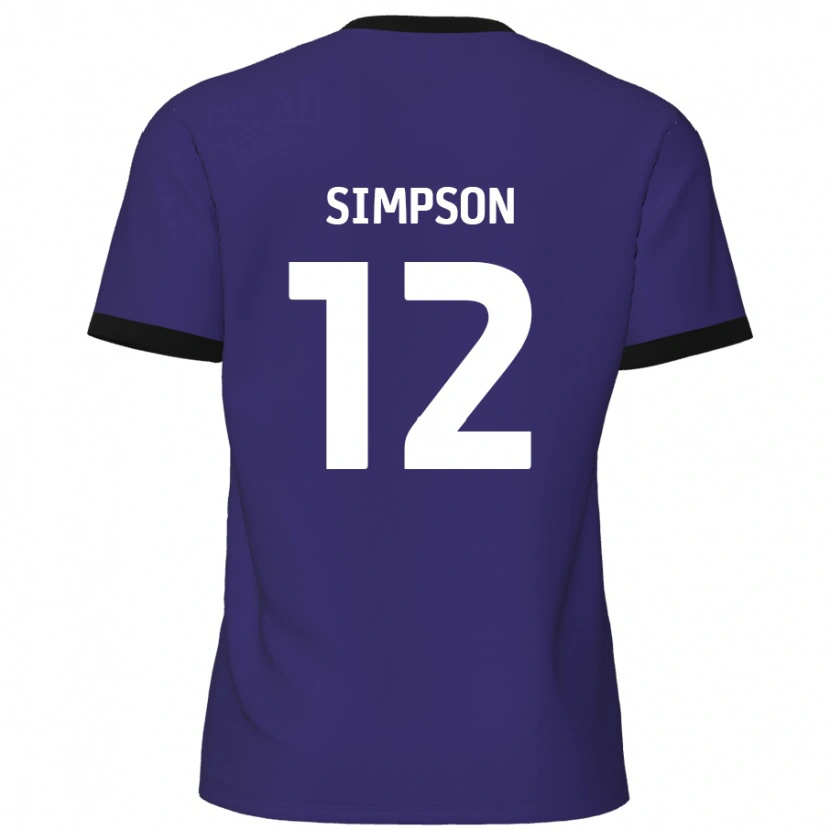 Danxen Kinderen Tyreece Simpson #12 Paars Uitshirt Uittenue 2024/25 T-Shirt