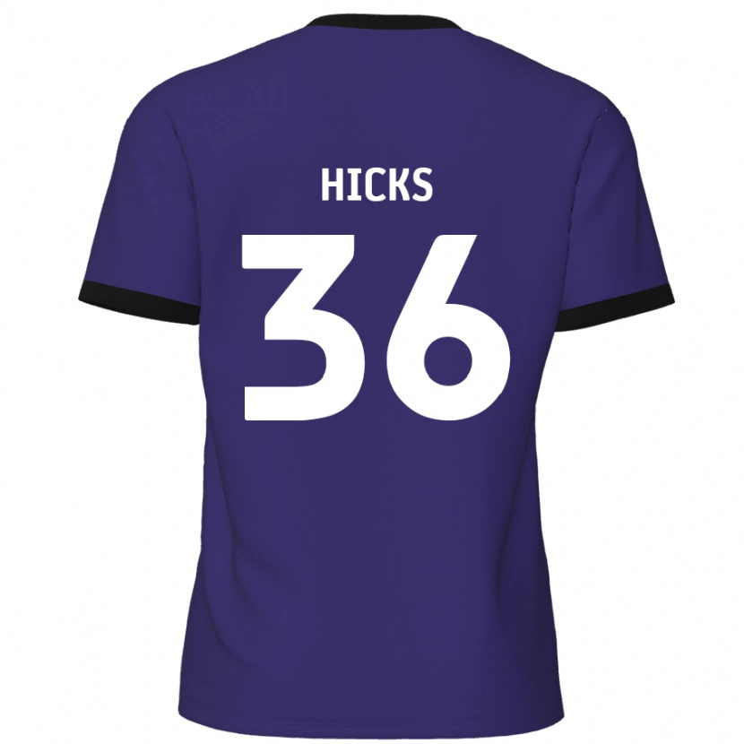 Danxen Kinderen David Hicks #36 Paars Uitshirt Uittenue 2024/25 T-Shirt