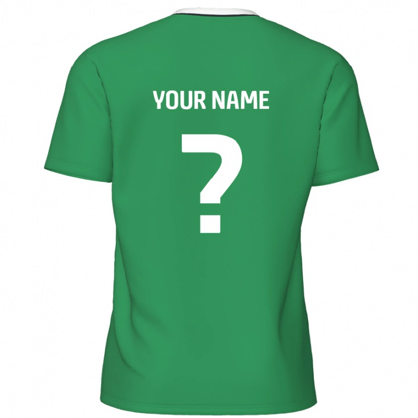 Danxen Kinderen Uw Naam #0 Groen Witte Strepen Uitshirt Uittenue 2024/25 T-Shirt