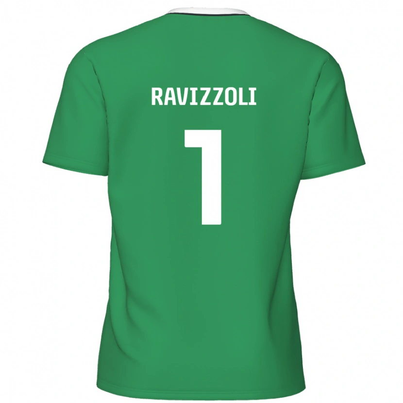 Danxen Kinderen Franco Ravizzoli #1 Groen Witte Strepen Uitshirt Uittenue 2024/25 T-Shirt