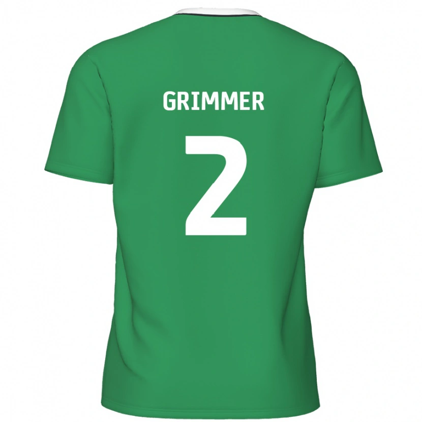 Danxen Kinderen Jack Grimmer #2 Groen Witte Strepen Uitshirt Uittenue 2024/25 T-Shirt