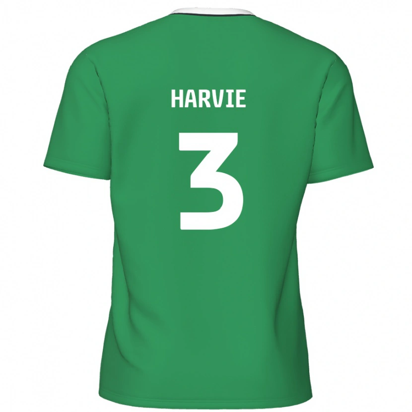 Danxen Kinderen Daniel Harvie #3 Groen Witte Strepen Uitshirt Uittenue 2024/25 T-Shirt