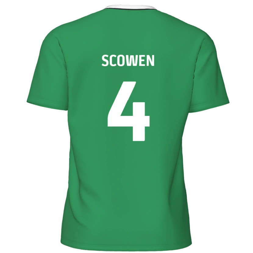 Danxen Kinderen Josh Scowen #4 Groen Witte Strepen Uitshirt Uittenue 2024/25 T-Shirt