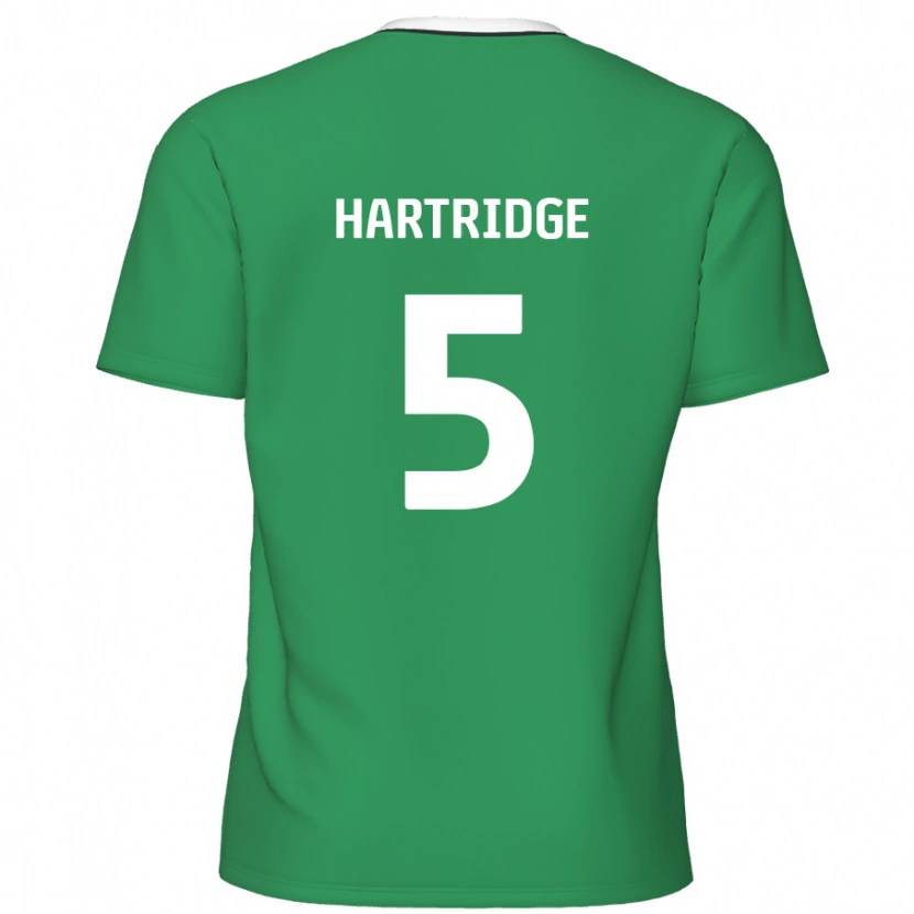 Danxen Kinderen Alex Hartridge #5 Groen Witte Strepen Uitshirt Uittenue 2024/25 T-Shirt