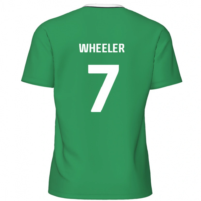 Danxen Kinderen David Wheeler #7 Groen Witte Strepen Uitshirt Uittenue 2024/25 T-Shirt