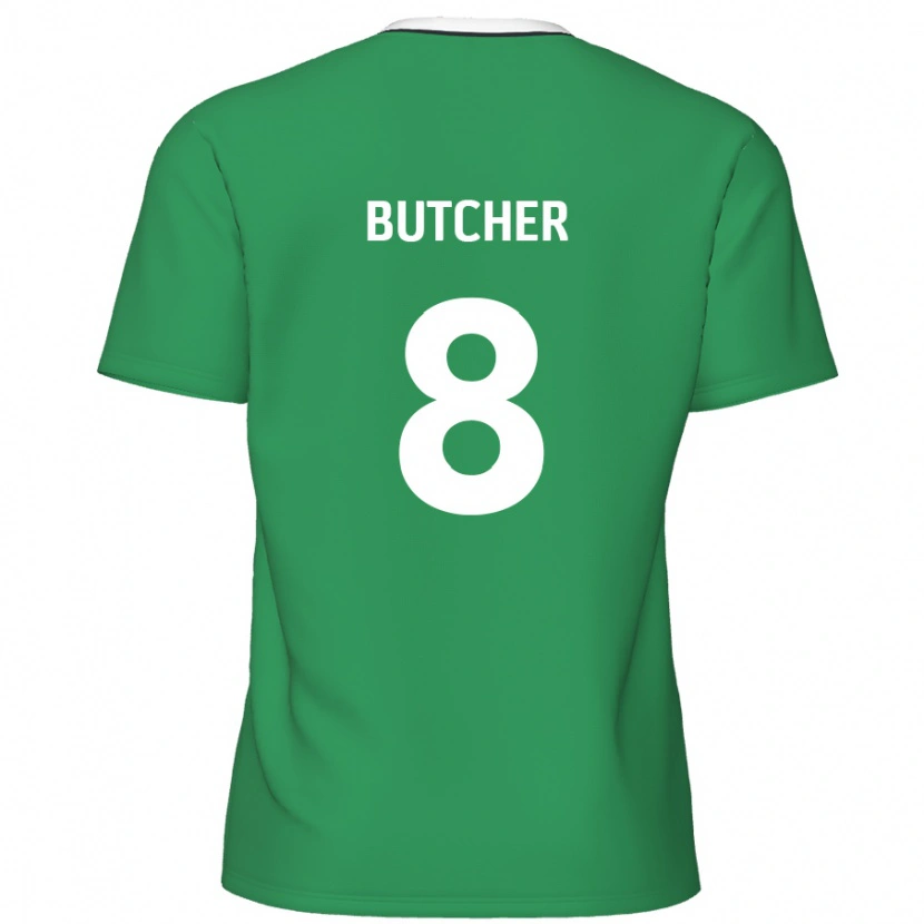 Danxen Kinderen Matt Butcher #8 Groen Witte Strepen Uitshirt Uittenue 2024/25 T-Shirt