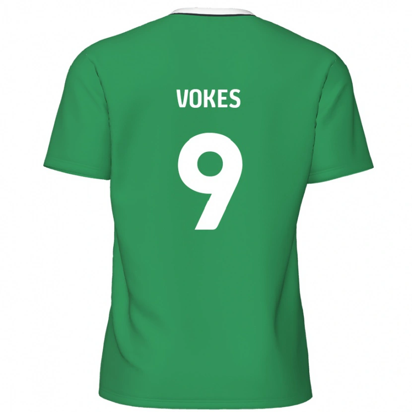 Danxen Kinderen Sam Vokes #9 Groen Witte Strepen Uitshirt Uittenue 2024/25 T-Shirt