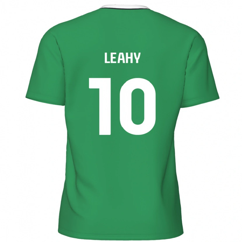 Danxen Kinderen Luke Leahy #10 Groen Witte Strepen Uitshirt Uittenue 2024/25 T-Shirt