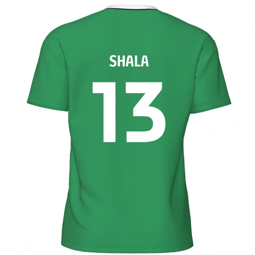 Danxen Kinderen Laurence Shala #13 Groen Witte Strepen Uitshirt Uittenue 2024/25 T-Shirt