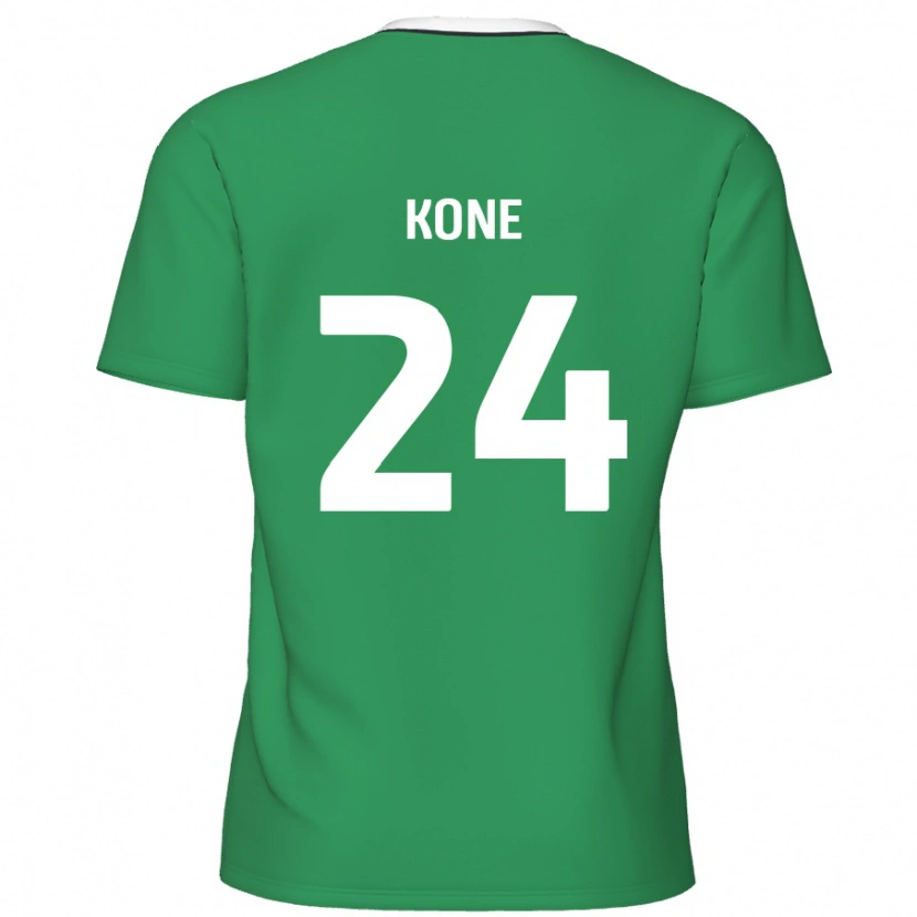 Danxen Kinderen Richard Kone #24 Groen Witte Strepen Uitshirt Uittenue 2024/25 T-Shirt