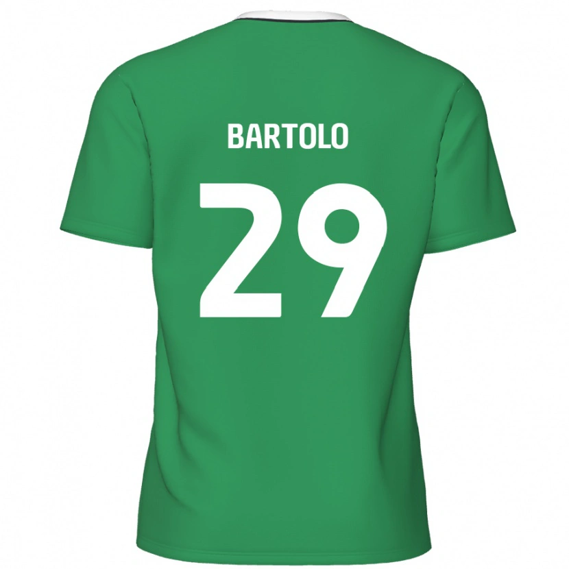 Danxen Kinderen Jaiden Bartolo #29 Groen Witte Strepen Uitshirt Uittenue 2024/25 T-Shirt