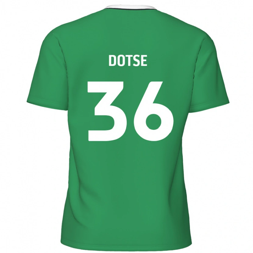 Danxen Kinderen Jahiem Dotse #36 Groen Witte Strepen Uitshirt Uittenue 2024/25 T-Shirt