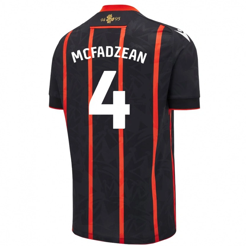 Danxen Kinderen Kyle Mcfadzean #4 Zwart Rood Uitshirt Uittenue 2024/25 T-Shirt