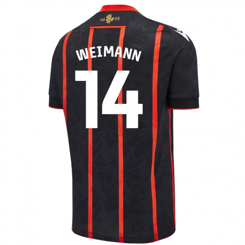 Danxen Kinderen Andreas Weimann #14 Zwart Rood Uitshirt Uittenue 2024/25 T-Shirt