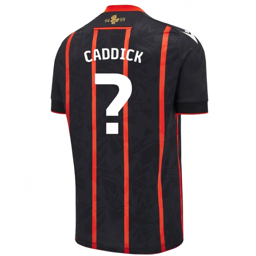 Danxen Kinderen Adam Caddick #0 Zwart Rood Uitshirt Uittenue 2024/25 T-Shirt