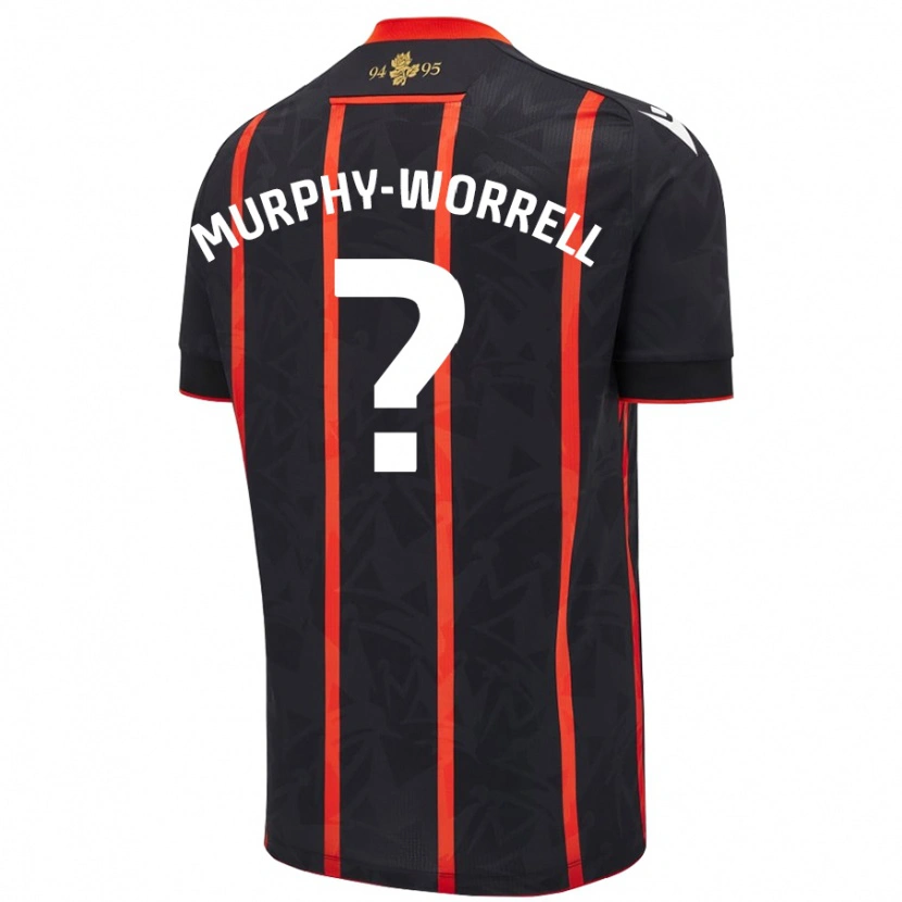 Danxen Kinderen Paul Murphy-Worrell #0 Zwart Rood Uitshirt Uittenue 2024/25 T-Shirt