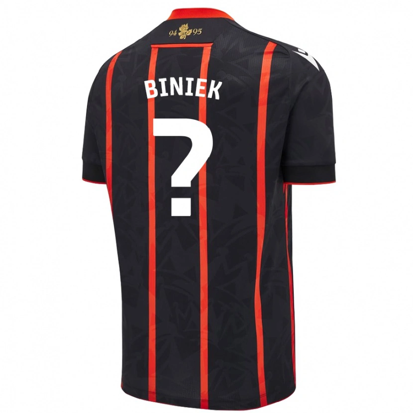 Danxen Kinderen Dominik Biniek #0 Zwart Rood Uitshirt Uittenue 2024/25 T-Shirt