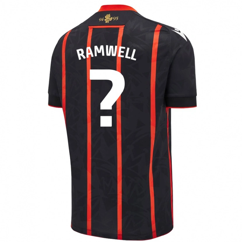 Danxen Kinderen Teddy Ramwell #0 Zwart Rood Uitshirt Uittenue 2024/25 T-Shirt