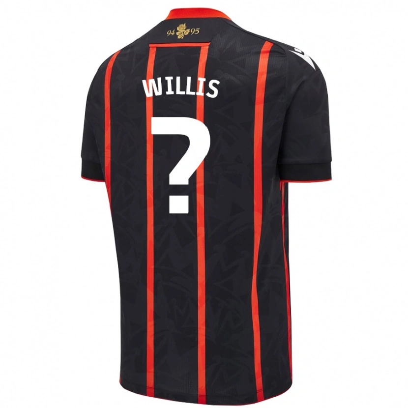 Danxen Kinderen Nathan Willis #0 Zwart Rood Uitshirt Uittenue 2024/25 T-Shirt