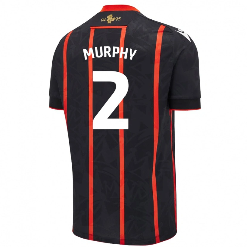 Danxen Kinderen Niamh Murphy #2 Zwart Rood Uitshirt Uittenue 2024/25 T-Shirt