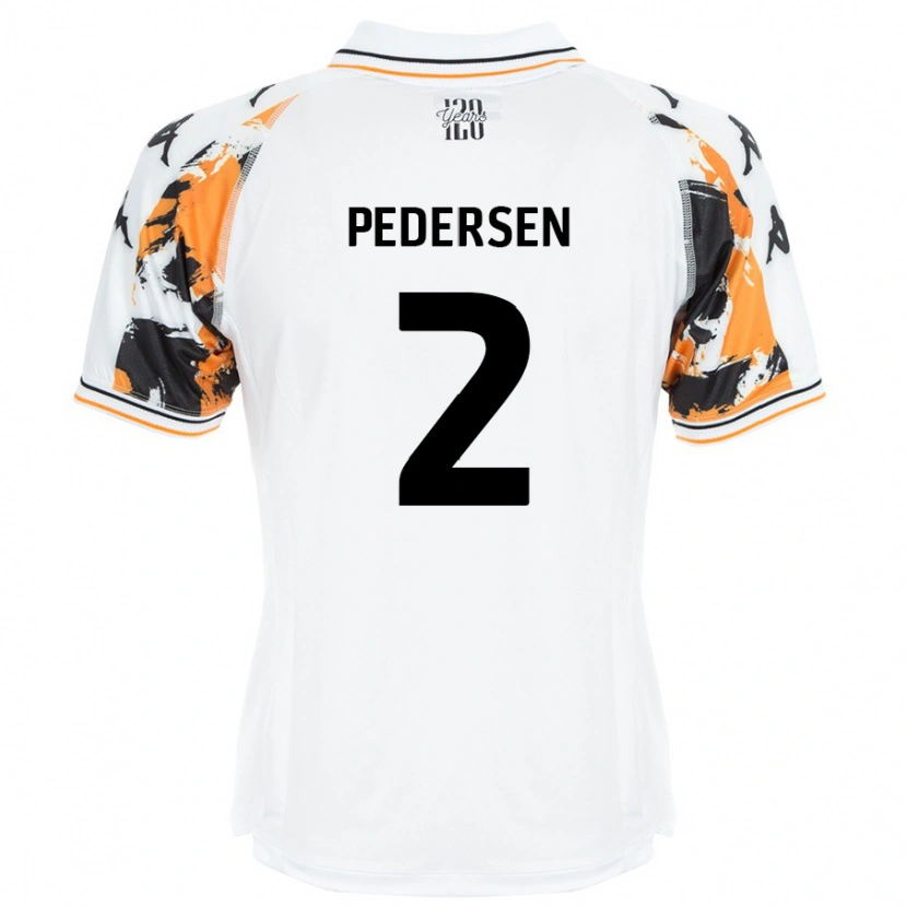 Danxen Kinderen Eden Pedersen #2 Wit Uitshirt Uittenue 2024/25 T-Shirt