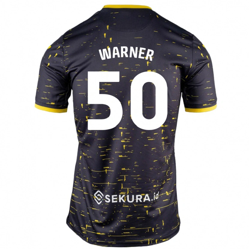 Danxen Kinderen Jaden Warner #50 Zwart Geel Uitshirt Uittenue 2024/25 T-Shirt