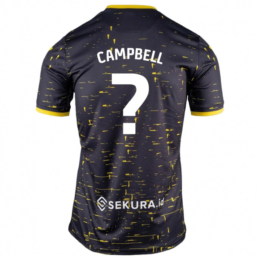 Danxen Kinderen Brandon Campbell #0 Zwart Geel Uitshirt Uittenue 2024/25 T-Shirt