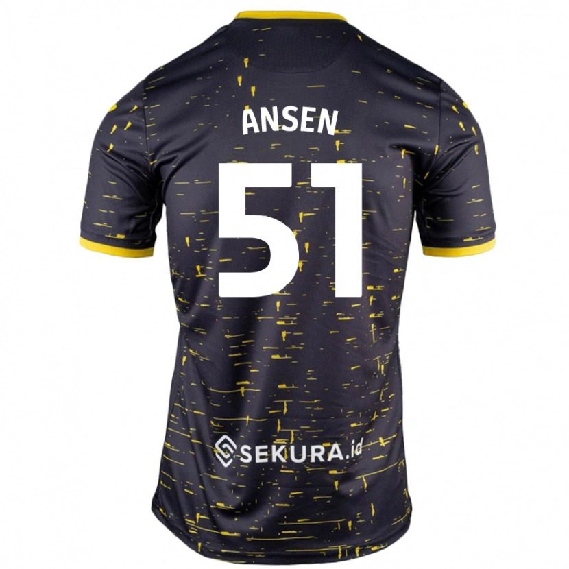 Danxen Kinderen Caleb Ansen #51 Zwart Geel Uitshirt Uittenue 2024/25 T-Shirt