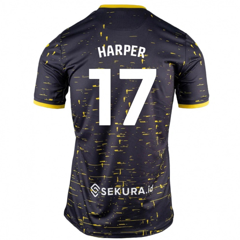 Danxen Kinderen Jess Harper #17 Zwart Geel Uitshirt Uittenue 2024/25 T-Shirt