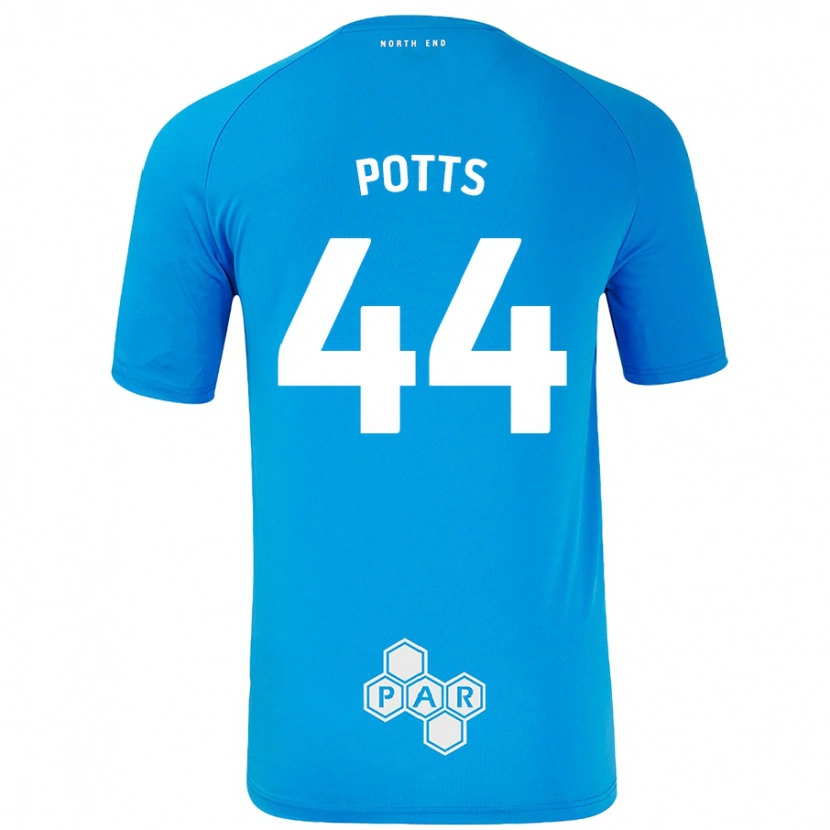 Danxen Kinderen Brad Potts #44 Hemelsblauw Uitshirt Uittenue 2024/25 T-Shirt