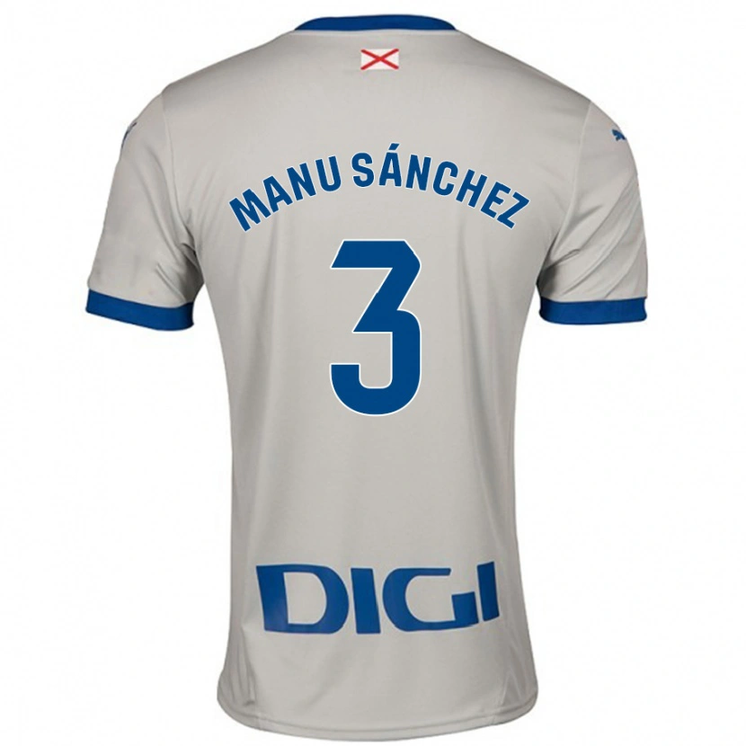 Danxen Kinderen Manu Sánchez #3 Lichtgrijs Uitshirt Uittenue 2024/25 T-Shirt