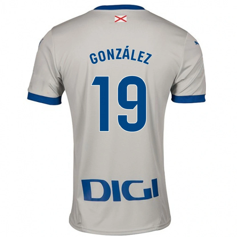 Danxen Kinderen Aimar González #19 Lichtgrijs Uitshirt Uittenue 2024/25 T-Shirt