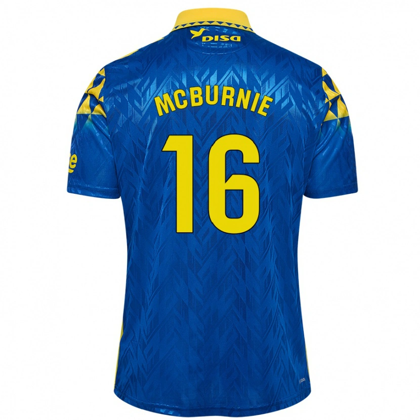 Danxen Kinderen Oli Mcburnie #16 Blauw Geel Uitshirt Uittenue 2024/25 T-Shirt