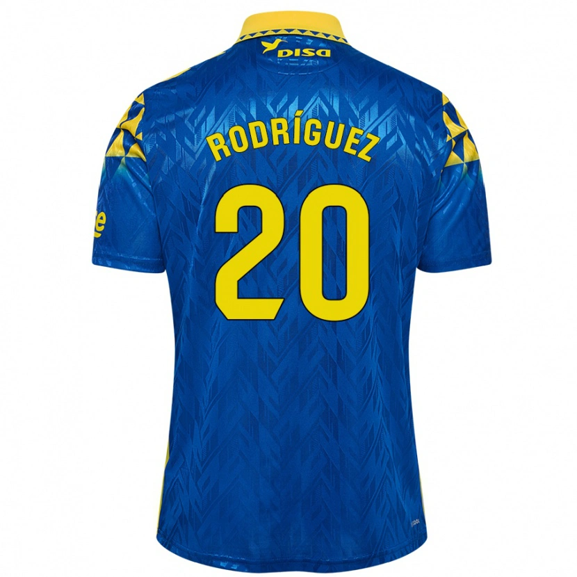 Danxen Kinderen Kirian Rodríguez #20 Blauw Geel Uitshirt Uittenue 2024/25 T-Shirt