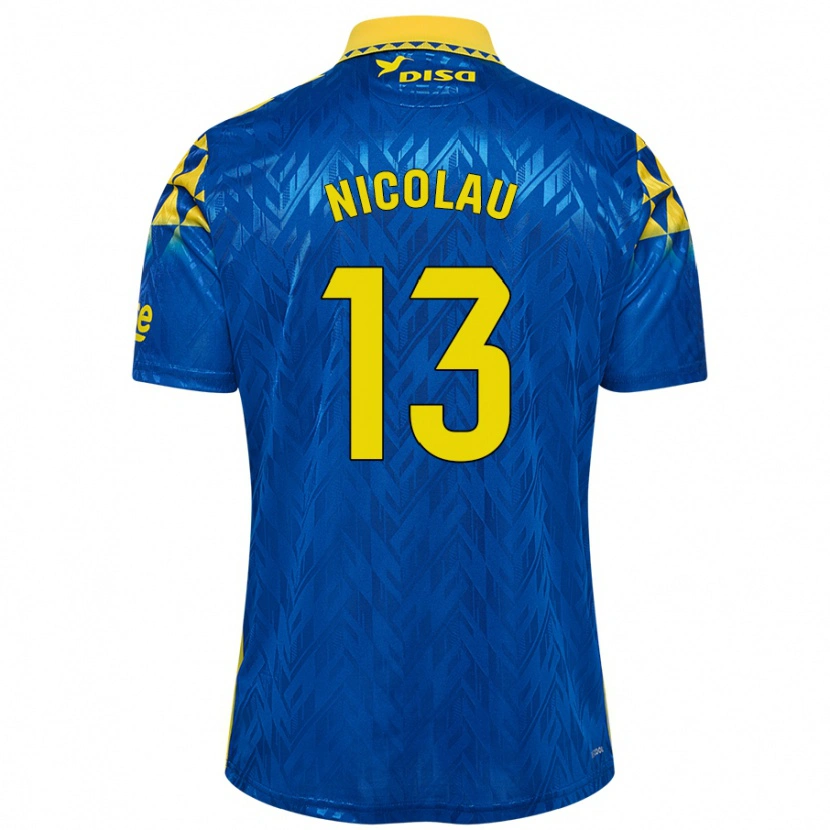 Danxen Kinderen Nacho Nicolau #13 Blauw Geel Uitshirt Uittenue 2024/25 T-Shirt