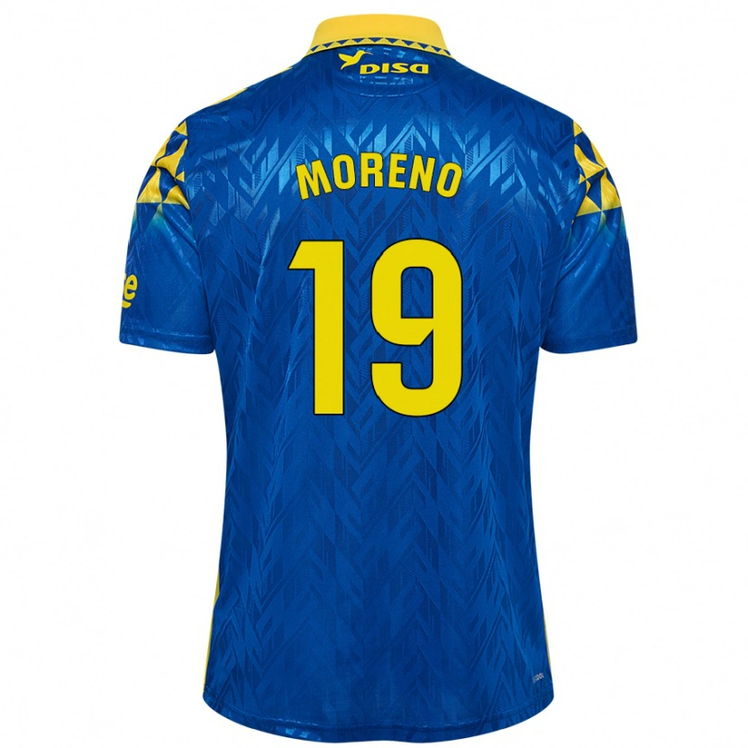 Danxen Kinderen Fernando Moreno #19 Blauw Geel Uitshirt Uittenue 2024/25 T-Shirt